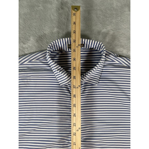Peter Millar Shirt Mens Large Blue White Striped Summer Comfort Polo Logo - Picture 6 of 9